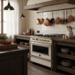 Fogão Bertazzoni Heritage Marfim 90cm com 6 Bocas e Forno Elétrico | Center Garbin