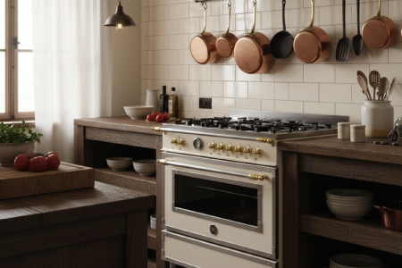 Fogão Bertazzoni Heritage Marfim 90cm com 6 Bocas e Forno Elétrico | Center Garbin