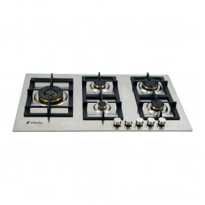 Cooktop Elanto Professionale a Gás Inox 5 Bocas Doppia Fiamma Lateral 86cm 220V