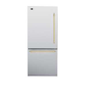 Refrigerador Tecno Vintage de Embutir Bottom Freezer 445 Litros Inox 220V - Abertura para Esquerda