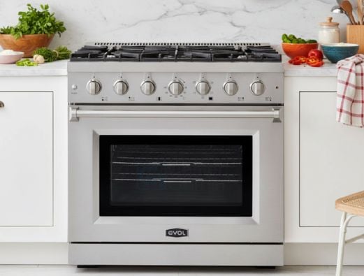 Fogão Evol Potenza em aço inox